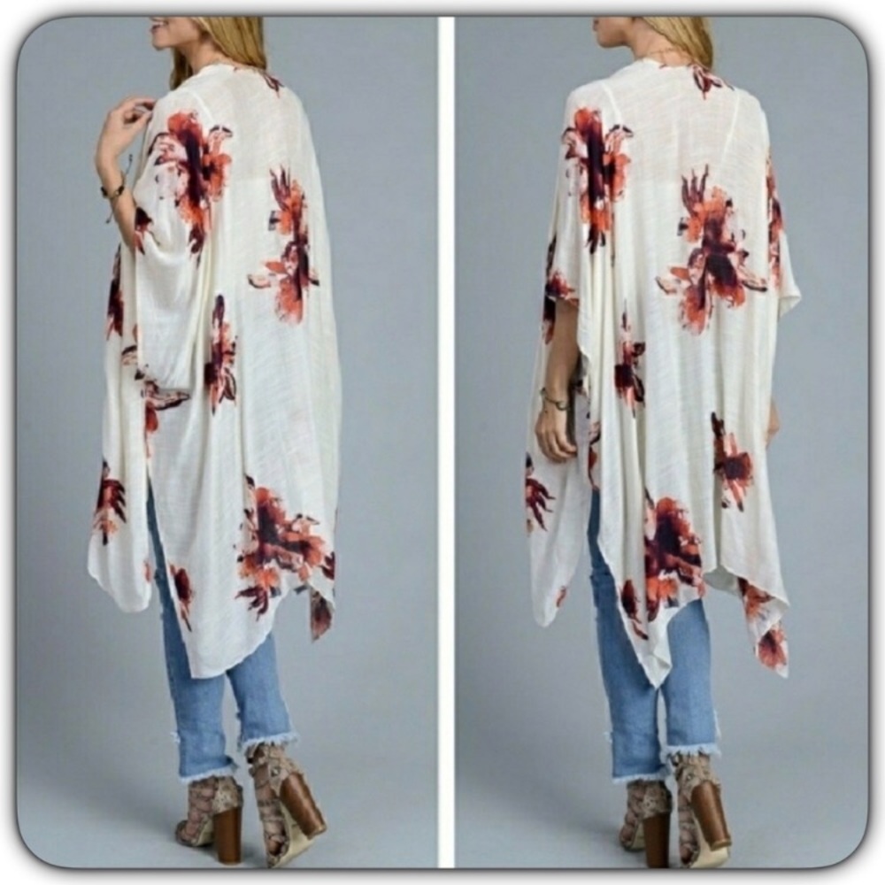 Ivory Bohemian Lightweight Kimono Wrap O/S - Picture 5 of 8